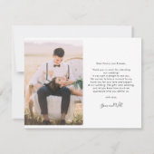 手書き結婚の2枚の写モダン真 サンキューカード (裏面)