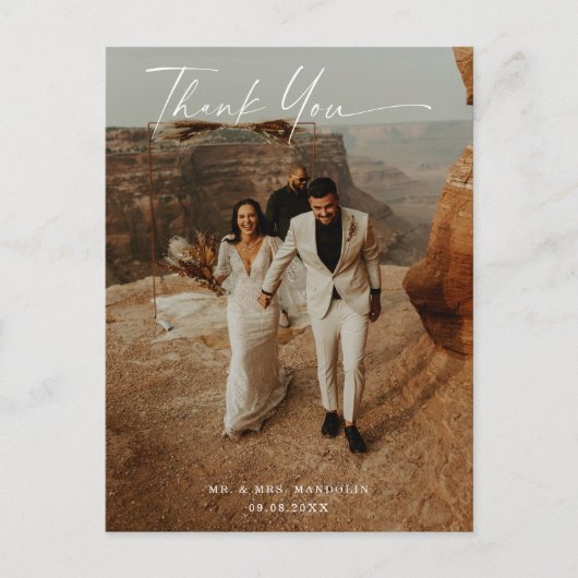 手書き結婚の2 – 写真ありがとう ポストカード (正面)