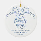 手書き結婚の セラミックオーナメント (正面)