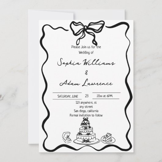 手書き結婚の 招待状 (正面)