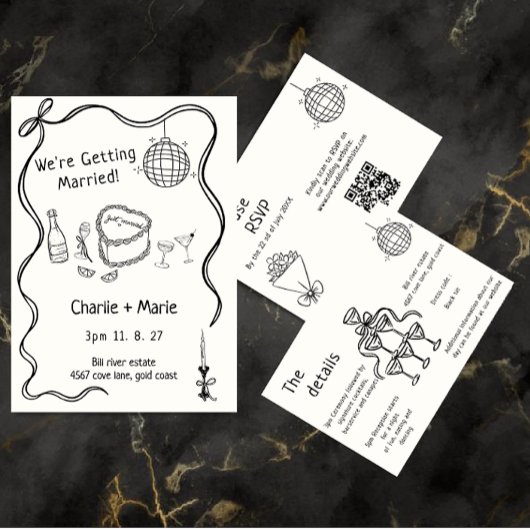 手書き結婚の 招待状