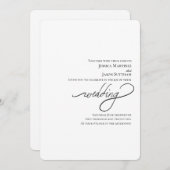 手書き結婚スクリプエレガントトモダン結婚の 招待状 (正面/裏面)