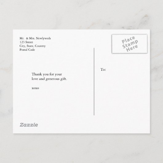 手書き結婚スクリプトありがとう 案内ポストカード (裏面)