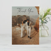 手書き結婚スクリプトの2枚の写真サンキューカード サンキューカード (スタンド正面)