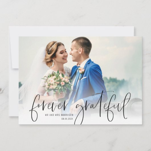 手書き結婚ス感謝していトの写真カード サンキューカード (正面)