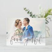 手書き結婚ス感謝していトの写真カード サンキューカード (スタンド正面)
