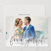 手書き結婚ス感謝していトの写真カード サンキューカード (正面/裏面)