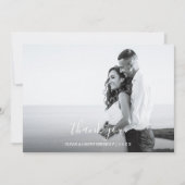 手書き結婚写真カード – 白い台本 サンキューカード (正面)