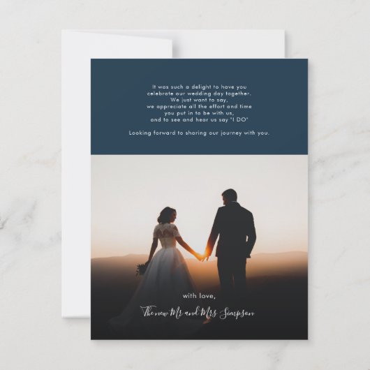 手書き結婚式の日写真ありがとう ノートカード (裏面)