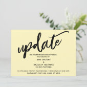 手書き結婚転送の淡い色の黄色いカード 招待状 (スタンド正面)