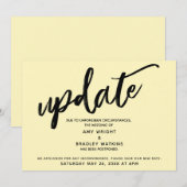 手書き結婚転送の淡い色の黄色いカード 招待状 (正面/裏面)