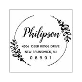 手書き緑のリース名と住所 ラバースタンプ (インプリント)