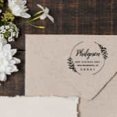 手書き緑のリース名と住所 ラバースタンプ