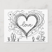 手書き線でハートを愛する ポストカード (正面)