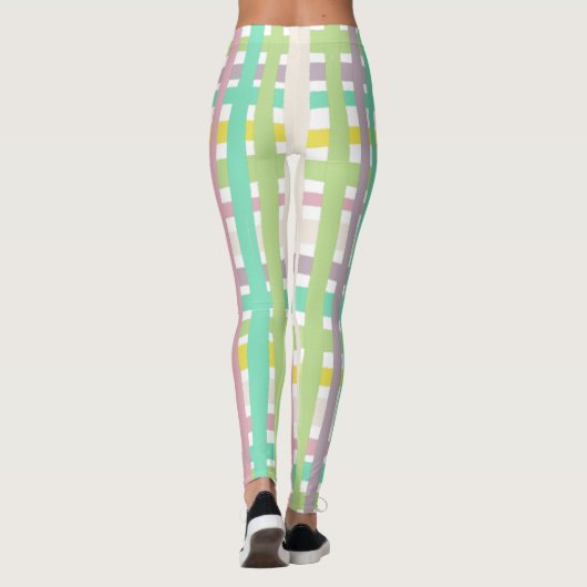 手書き線のプカラフルラストライプのイド レギンス (裏面)