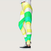 手書き線カラフルストライプの波 レギンス (左)