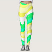 手書き線カラフルストライプの波 レギンス (正面)