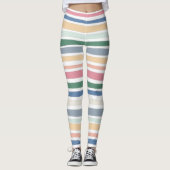 手書き線カラフルストライプの レギンス (正面)