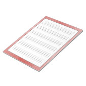 手書き練習用シート素朴赤デザイン ノートパッド (アングル)