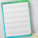 手書き練習用シート緑の水色 ノートパッド<br><div class="desc">カラフルグリーン、ティール(緑がかった色)、青い水色の背景を備えたフルサイズの紙パッドで、プリントと草書の両方を練習することができる。各ページには6行書があり、小文字と大文字をすべて練習するためのエクステンダ下降行がある。家庭素晴らし学校、宿題、仕事、家、教室の場合。</div>