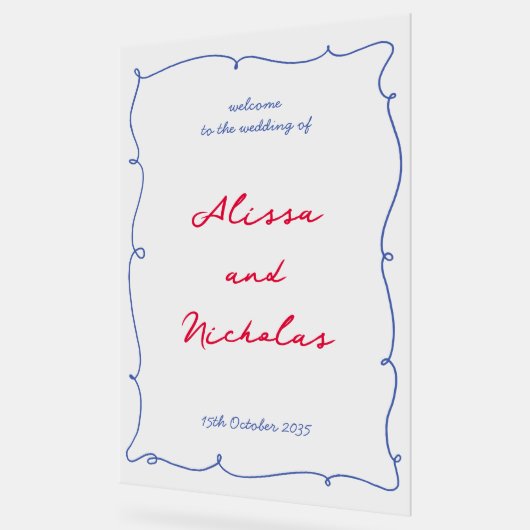 手書き縁どとスクリプト結婚の歓迎 アクリルサイン (傾斜)