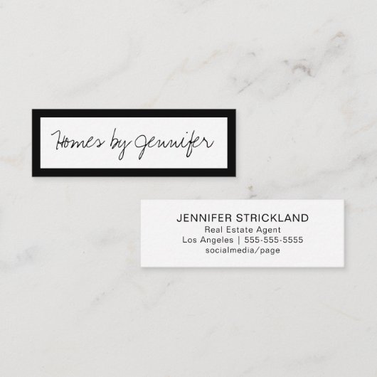 手書き署名の黒いプロフ縁どロファイル スキニー名刺 (正面/裏面)