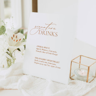 手書き署名ドリンク結婚のバーメニュー 台座サイン