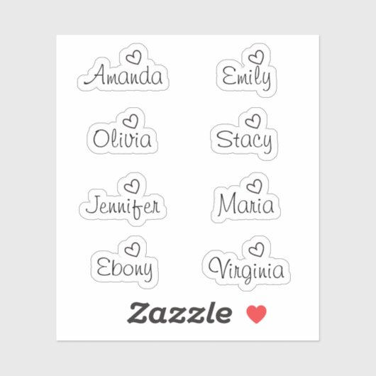 手書き署名ハートスクリプト名シール シール (シート)