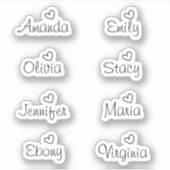 手書き署名ハートスクリプト名前ステッカー シール (正面)