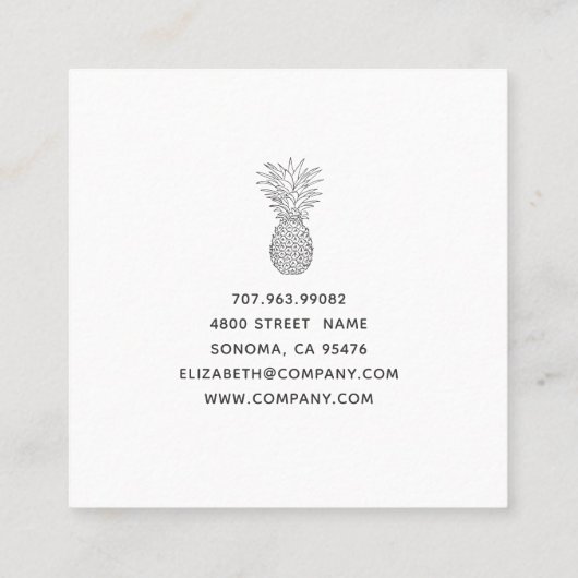 手書き署名パイナップルケータリング スクエア名刺 (裏面)