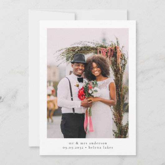 手書き美的結婚写真 サンキューカード (正面)