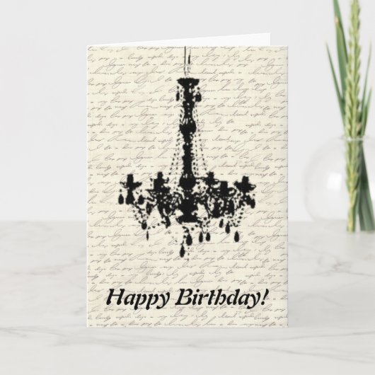 手書き背景にシャンデリアを誕生日 カード (正面)