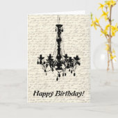 手書き背景にシャンデリアを誕生日 カード (黄色い花)