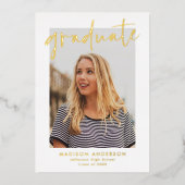 手書き脚本写真卒業パーティー 箔招待状 (正面)