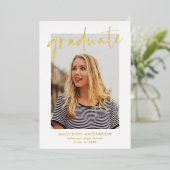 手書き脚本写真卒業パーティー 箔招待状 (立ち正面)