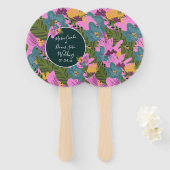 手書き花模様結婚ズピはっきりしたンク緑 ハンドファン (正面&裏面)