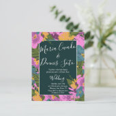 手書き花模様結婚ズピはっきりしたンク緑 ポストカード (スタンド正面)