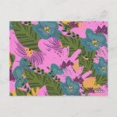 手書き花模様結婚ズピはっきりしたンク緑 ポストカード (裏面)