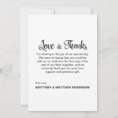 手書き芸術的の結婚写真ありがとう カード (裏面)