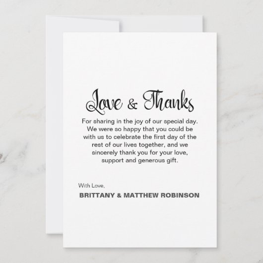 手書き芸術的の結婚写真ありがとう カード (裏面)