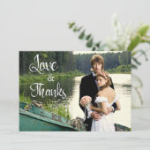 手書き芸術的の結婚2写真ありがとう カード (スタンド正面)