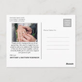 手書き芸術的の結婚2写真ありがとう ポストカード (裏面)