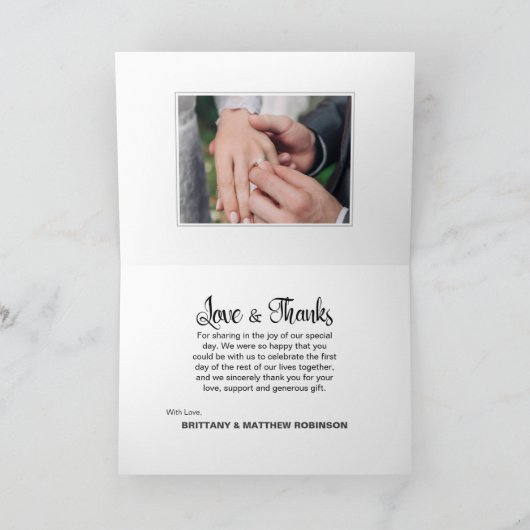 手書き芸術的の2写真結婚の感謝 カード (内部)