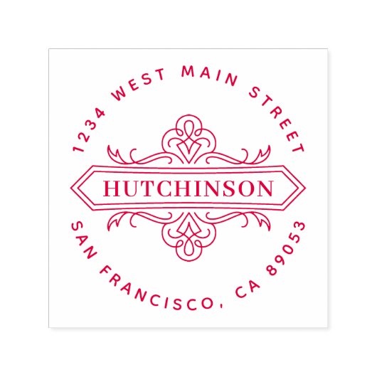 手書き華美ファミリ名丸差出人住所 セルフインキングスタンプ (デザイン)