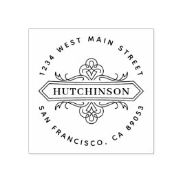 手書き華美ファミリ名丸差出人住所 ラバースタンプ