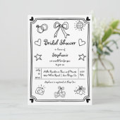 手書き落書きお洒落ブライダルシャワー 招待状 (スタンド正面)