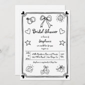 手書き落書きお洒落ブライダルシャワー 招待状 (正面/裏面)