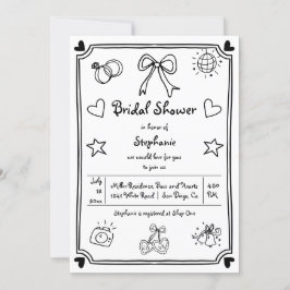 手書き落書きお洒落ブライダルシャワー 招待状