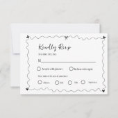 手書き落書きイラストウェディングRSVP 出欠カード (正面)