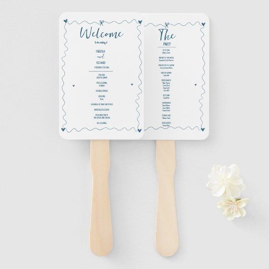 手書き落書きイラスト結婚式 プログラム ハンドファン (正面&裏面)